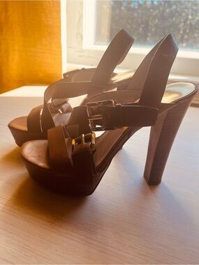MICHAEL Michael Kors Brown Strappy Platform Heels  6